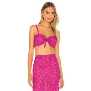 RESA Katie Crop Top Fuchsia Floral Pink Crop Smocked